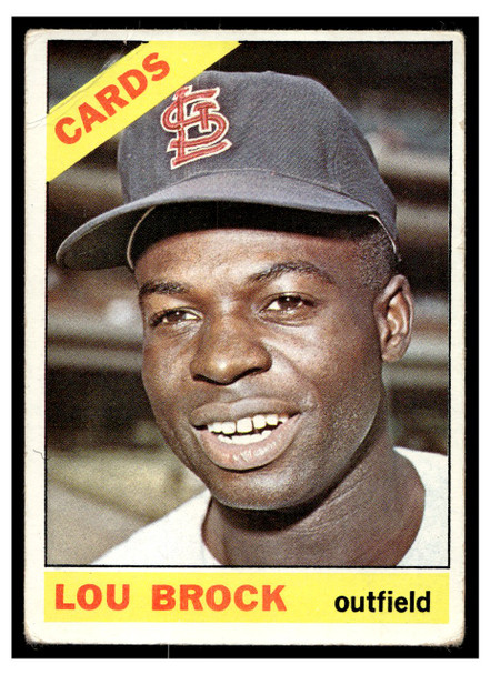 1966 Topps Lou Brock #125 HOF Low Grade - Creases front of card