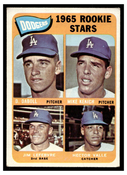 1965 Topps Dodgers Rookie Stars (Dennis Daboll, Mike Kekich, Jim Lefebvre, Hector Valle) #561 Rookie Card VG front of card