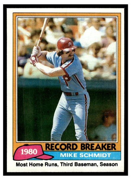 1981 Topps Mike Schmidt #206 Record Breaker HOF Low Grade front of card