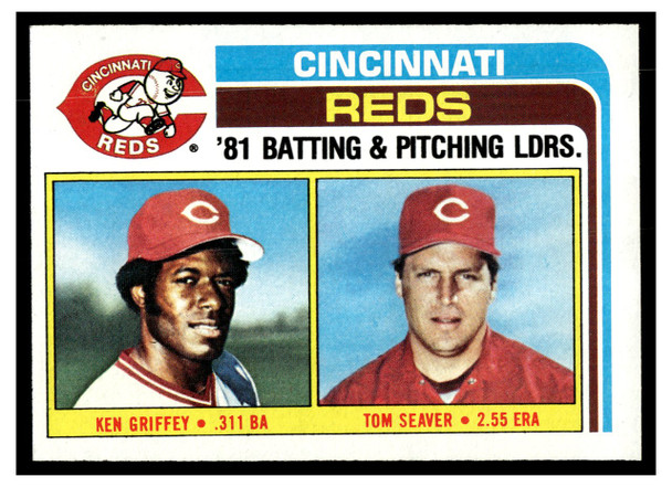 1982 Topps Ken Griffey / Tom Seaver #756 Team Leaders HOF Low Grade front of card