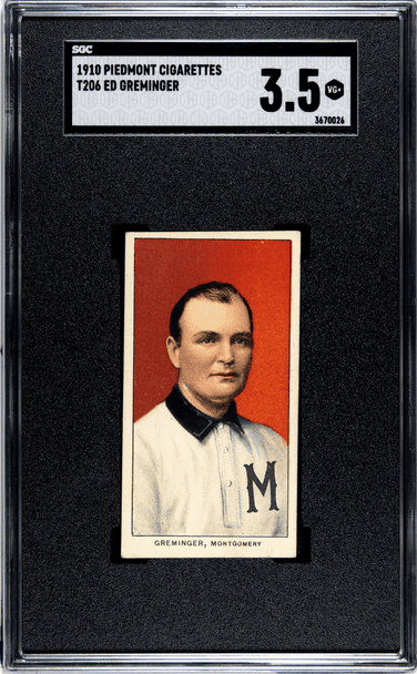 1910 T206 Ed Greminger Piedmont 350 SGC 3.5 front of card