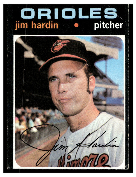1971 Topps Jim Hardin #491 Low Grade - Creases front of card