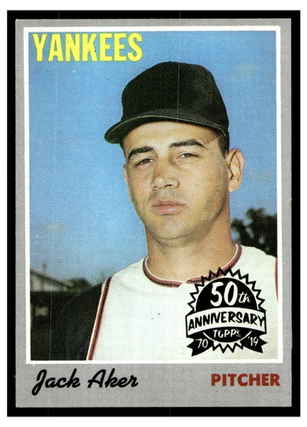 1970 Topps Jack Aker #43 50th Anniversary stamped Low Grade front of card