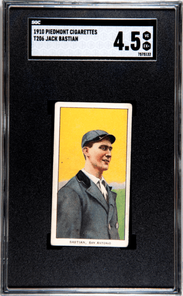 1910 T206 Jack Bastian Piedmont 350 SGC 4.5 front of card