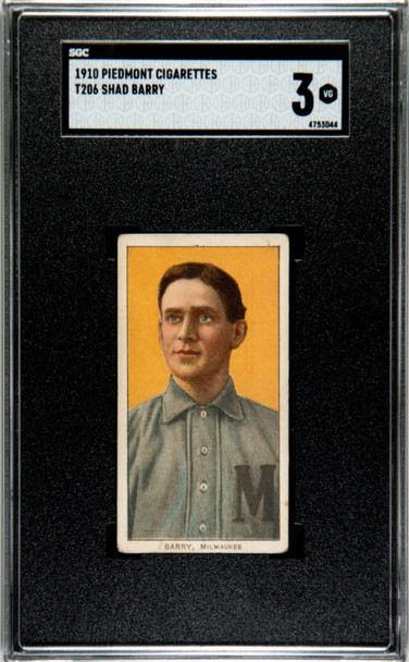 1910 T206 Shad Barry Piedmont 350 SGC 3 front of card