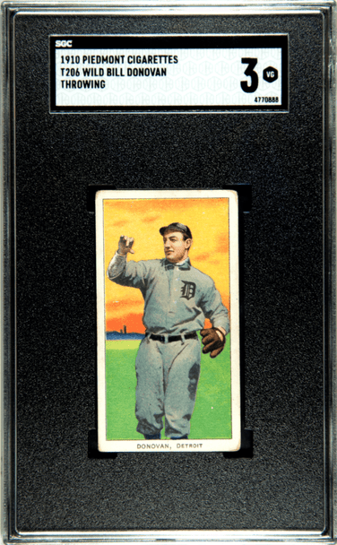 1910 T206 Wild Bill Donovan Throwing Piedmont 350 SGC 3 front of card