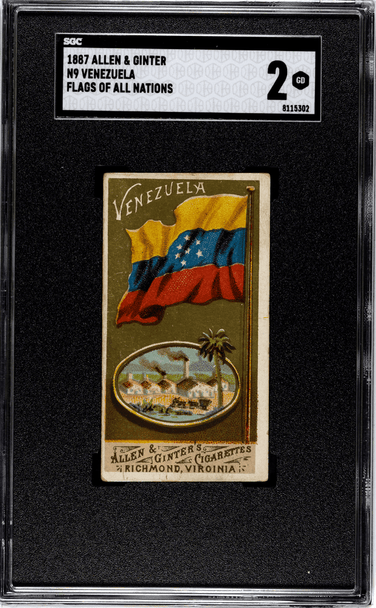 1887 N9 Allen & Ginter Venezuela Flags of All Nations SGC 2 front of card