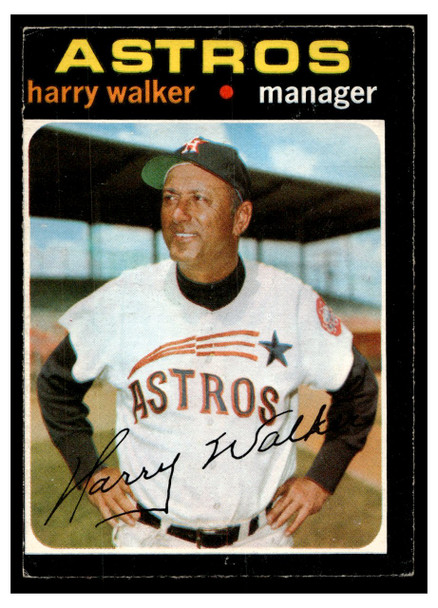 1971 O-Pee-Chee Harry Walker #312 Low Grade front of card