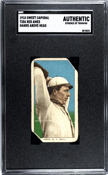 1910 T206 Red Ames Hands Above Head Sweet Caporal 350 SGC A front of card