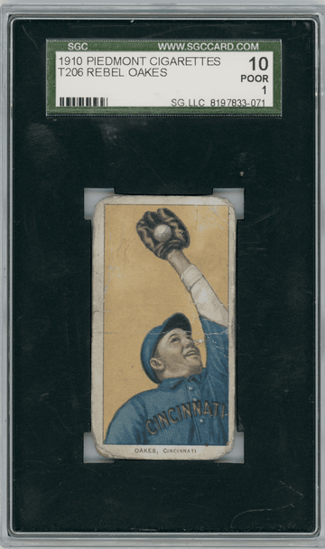 1910 T206 Rebel Oakes Piedmont 350 SGC 1 front of card