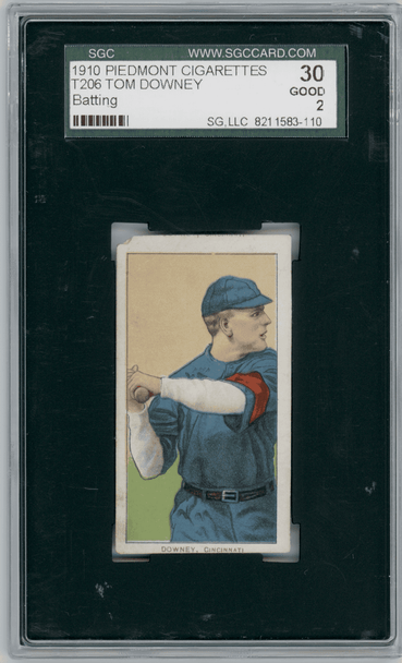 1910 T206 Tom Downey Batting Piedmont 350 SGC 2 front of card