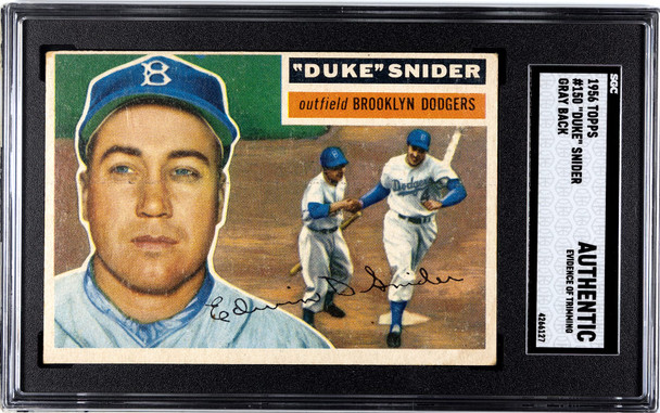 1956 Topps Duke Snider #150 SGC A front of card