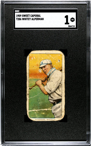 1909 T206 Whitey Aplerman SGC 1 front of card