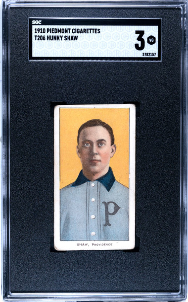 1910 T206 Hunky Shaw Piedmont 350 SGC 3 front of card