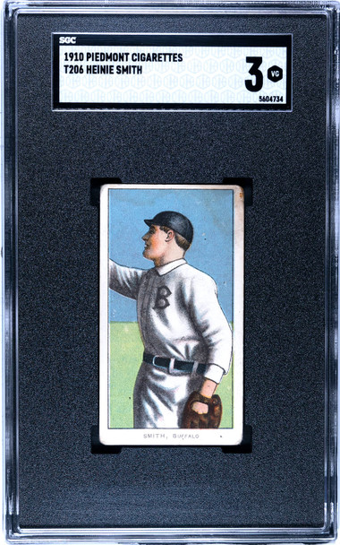 1910 T206 Heinie Smith Piedmont 350 SGC 3 front of card