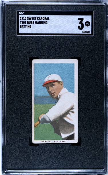 1910 T206 Rube Manning Batting Sweet Caporal 350 SGC 3 front of card