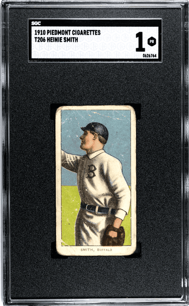 1910 T206 Heinie Smith Piedmont 350 SGC 1 front of card