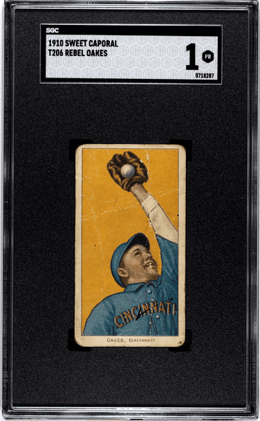 1910 T206 Rebel Oakes Sweet Caporal 350 SGC 1 front of card