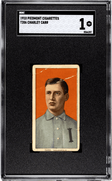 1910 T206 Charley Carr Piedmont 350 SGC 1 front of card