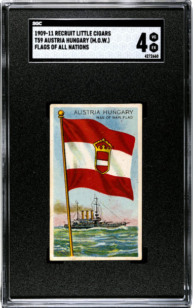 1909-1911 T59 Flags of all Nations Austria Hungary Man of War Recruit Little Cigars SGC 4 front of card