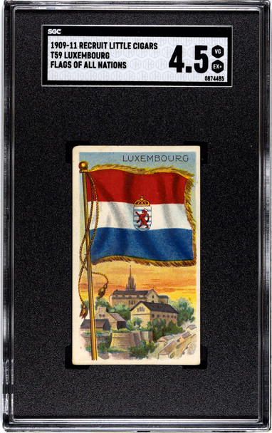 1909-1911 T59 Flags of all Nations Luxembourg Recruit Little Cigars SGC 4.5 front of card