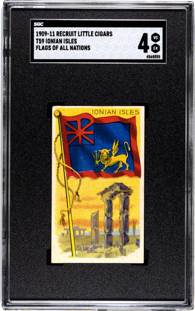 1909-1911 T59 Flags of all Nations Ionian Isles Recruit Little Cigars SGC 4 front of card