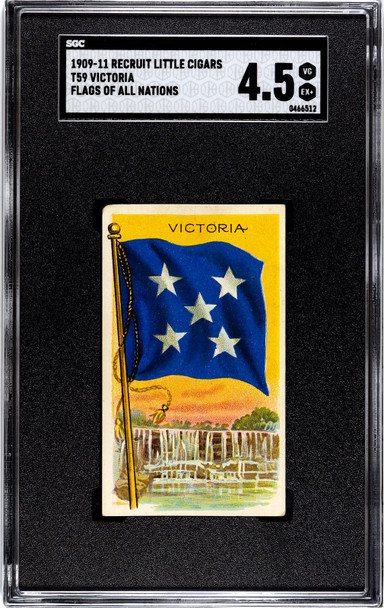 1909-1911 T59 Flags of all Nations Victoria Recruit Little Cigars SGC 4.5 front of card