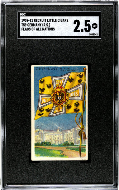 1909-1911 T59 Flags of all Nations Germany Royal Standard Recruit Little Cigars SGC 2.5 front of card