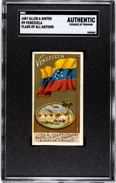 1887 N9 Allen & Ginter Venezuela Flags of all Nations SGC A front of card