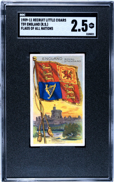 1909-1911 T59 Flags of all Nations England Royal Standard Recruit Little Cigars SGC 2.5 front of card