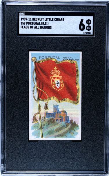 1909-1911 T59 Flags of all Nations Portugal Royal Standard Recruit Little Cigars SGC 6 front of card