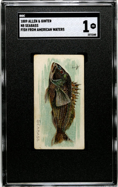 1889 N8 Allen & Ginter Seabass 50 Fish From American Waters SGC 1 front of card