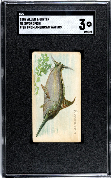1889 N8 Allen & Ginter Swordfish 50 Fish From American Waters SGC 3 front of card