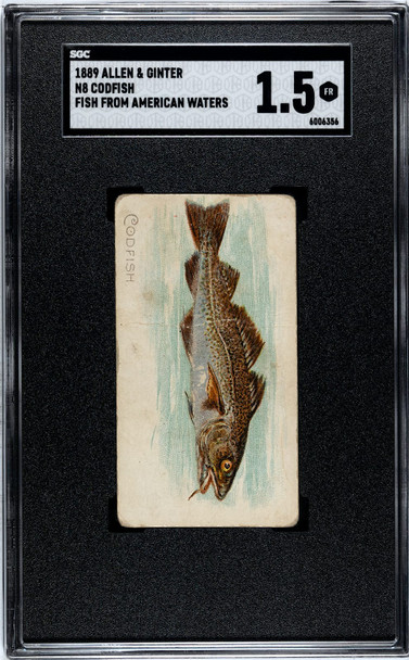 1889 N8 Allen & Ginter Codfish 50 Fish From American Waters SGC 1.5 front of card