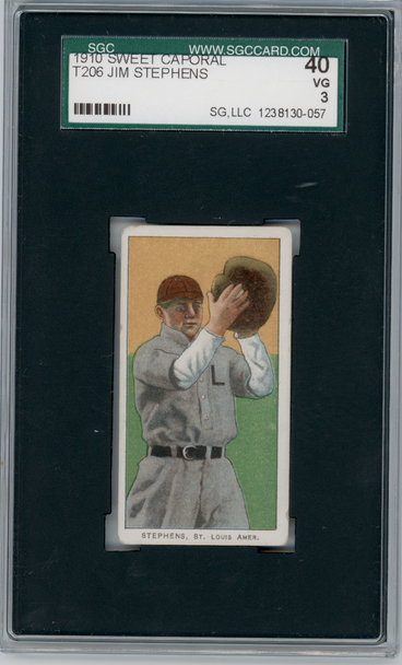 1910 T206 Jim Stephens Sweet Caporal 350 SGC 3 front of card