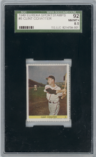1949 Eureka Sportstamps Clint Conaster #6 SGC 8.5 front of card