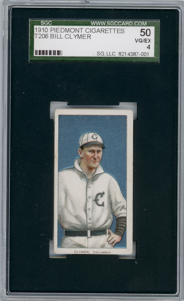 1910 T206 Bill Clymer Piedmont 350 SGC 4 front of card