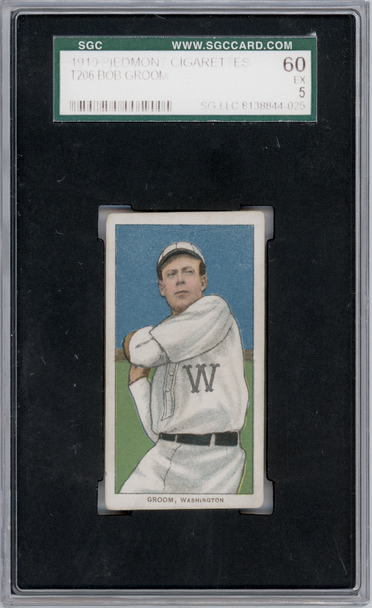 1910 T206 Bob Groom Piedmont 350 SGC 5 front of card