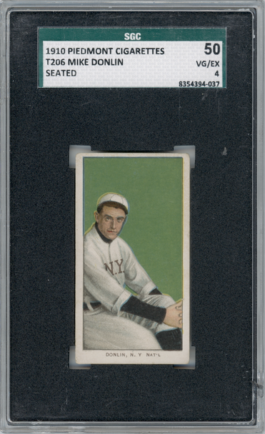 1910 T206 Mike Donlin Seated Piedmont 350 SGC 4 front of card