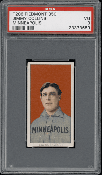 1910 T206 Jimmy Collins Minneapolis Piedmont 350 PSA 3 front of card