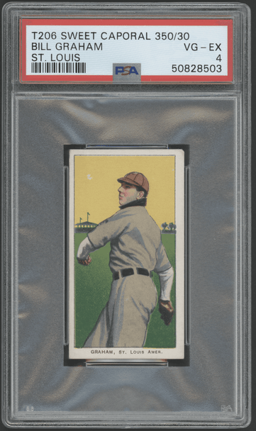 1910 T206 Bill Graham St. Louis Sweet Caporal 350 PSA 4 front of card
