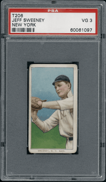 1910 T206 Jeff Sweeney New York Piedmont 350 PSA 3 front of card