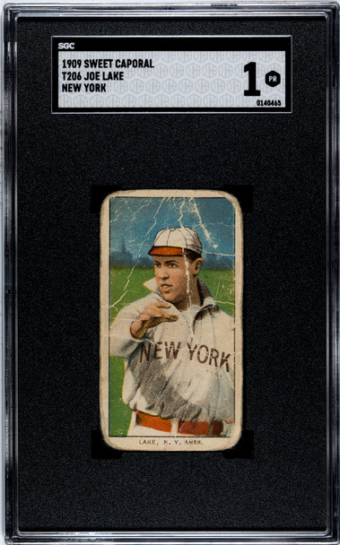 1909 T206 Joe Lake New York Sweet Caporal 150 SGC 1 front of card
