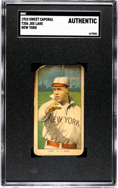 1910 T206 Joe Lake New York Sweet Caporal 350 SGC A front of card