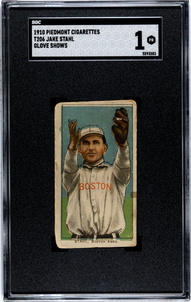 1910 T206 Jake Stahl Glove Shows Piedmont 350 SGC 1 front of card