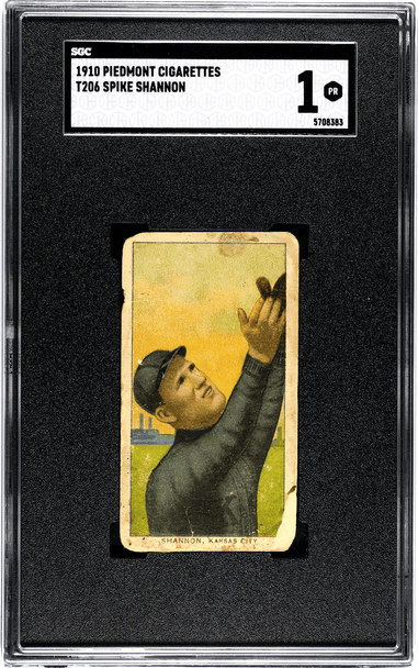 1910 T206 Spike Shannon Piedmont 350 SGC 1 front of card