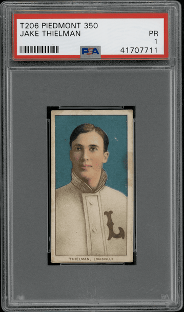 1910 T206 Jake Thielman Piedmont 350 PSA 1 front of card