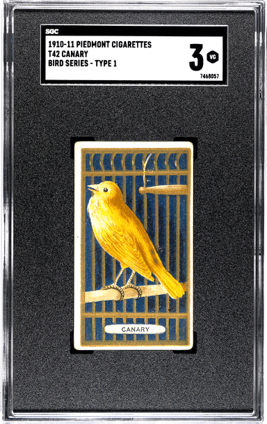 1910 T42 Piedmont Cigarettes Canary Bird Type 1 Bird Series SGC 3 front of card