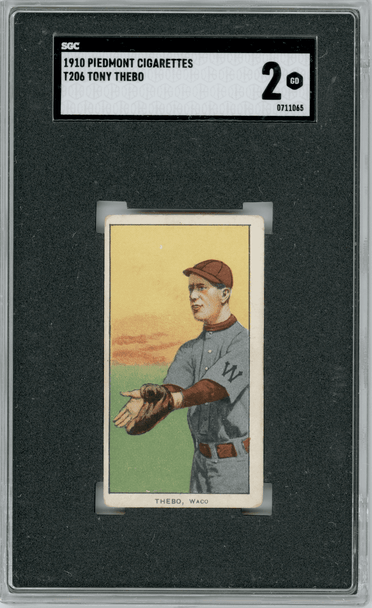 1910 T206 Tony Thebo Piedmont 350 SGC 2 front of card