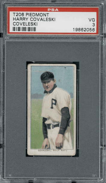 1910 T206 Harry Covaleski - Coveleski Coveleski Piedmont 350 PSA 3 front of card